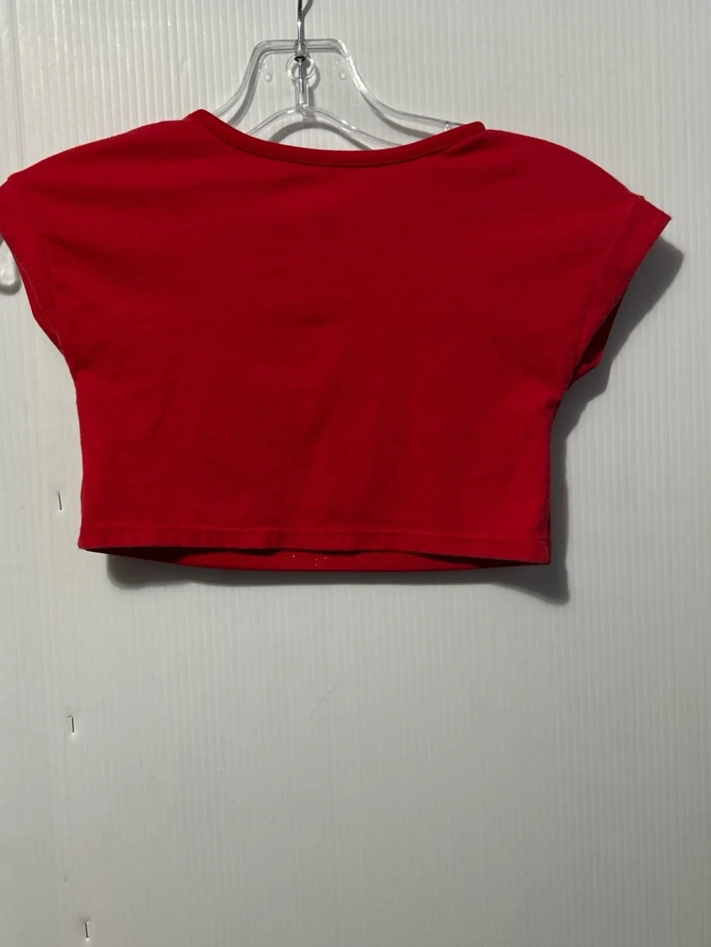 Justice Red Crop Tee with Shimmer Logo Detail